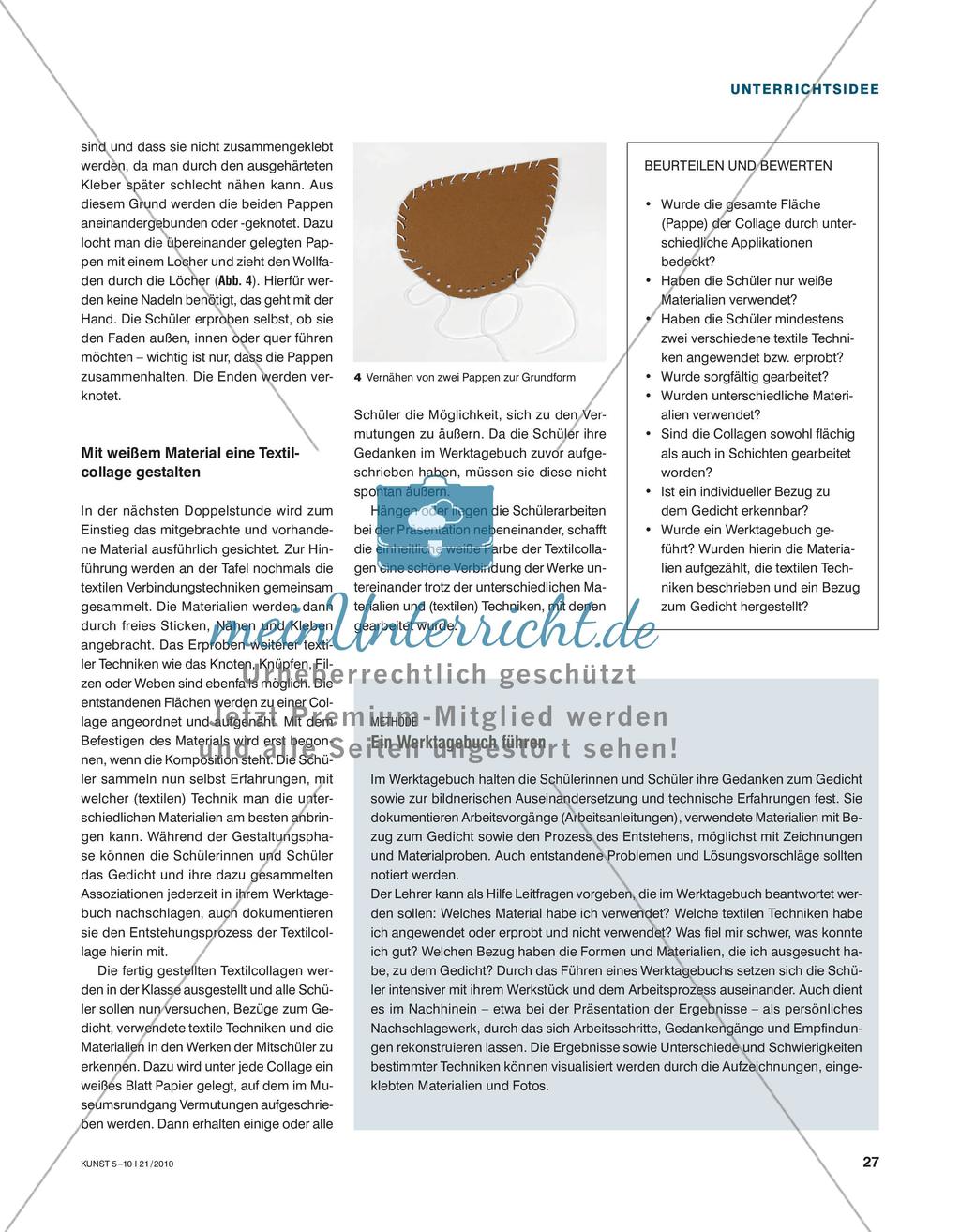 Textile Bilder - Applikationen aus weißen Materialien zu einem Gedicht erstellen Preview 4