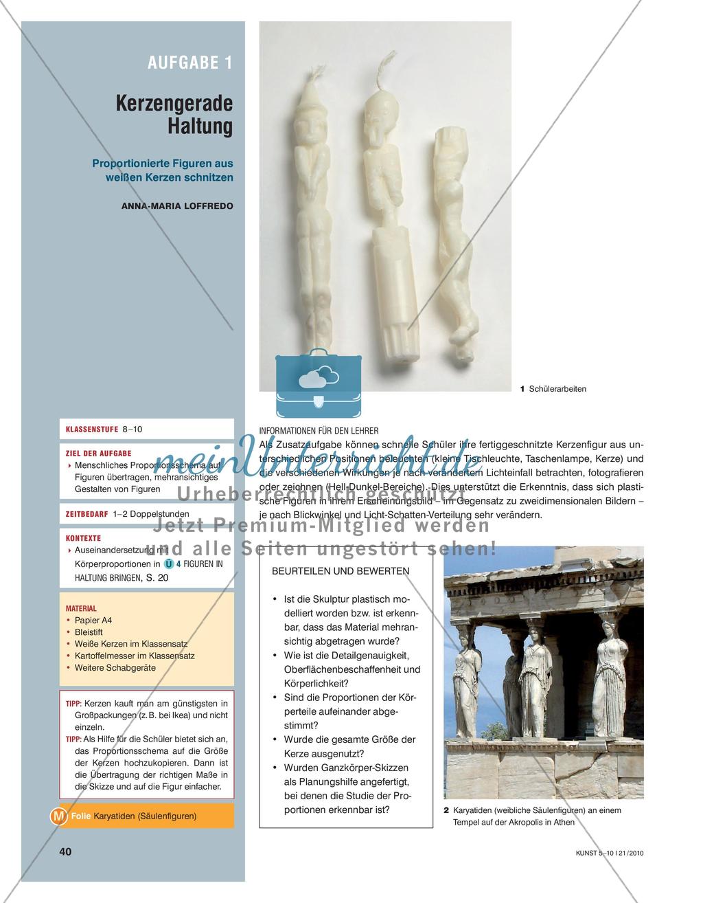 Kerzengerade Haltung - Proportionierte Figuren aus weißen Kerzen schnitzen Preview 1