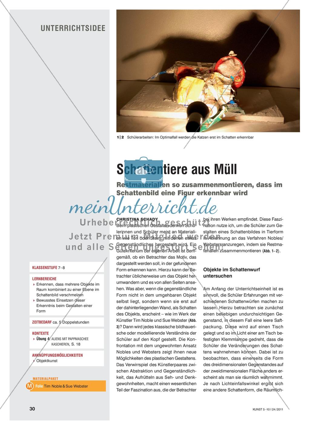 Schattentiere aus Müll - Restmaterialien so zusammenmontieren, dass im Schattenbild eine Figur erkennbar wird Preview 1