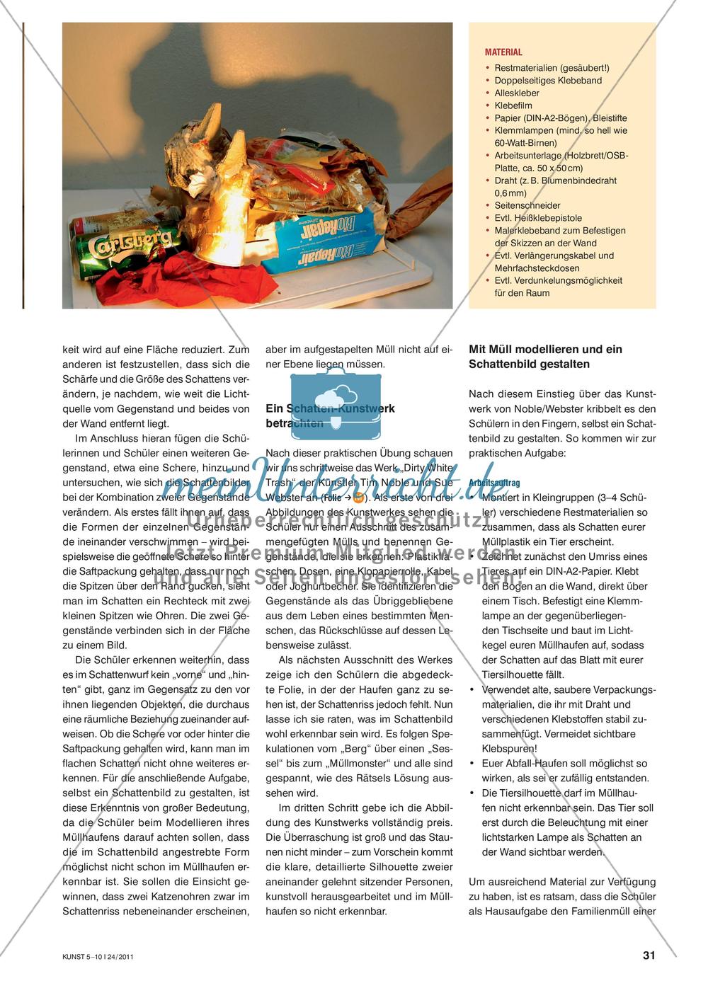 Schattentiere aus Müll - Restmaterialien so zusammenmontieren, dass im Schattenbild eine Figur erkennbar wird Preview 2