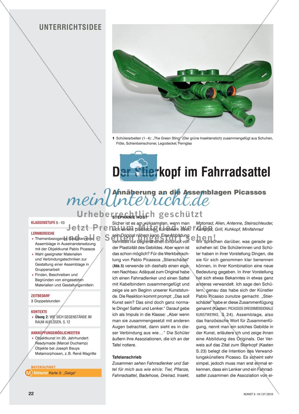 Der Stierkopf im Fahrradsattel - Annäherung an die Assemblagen Picassos Preview 1