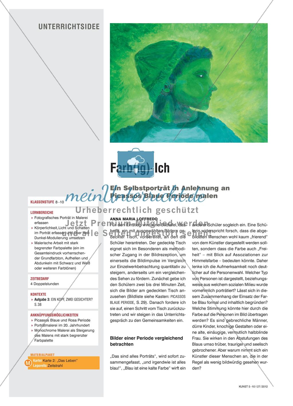 Farb(ig)-Ich - Ein Selbstporträt in Anlehnung an Picassos Blaue Periode malen Preview 1