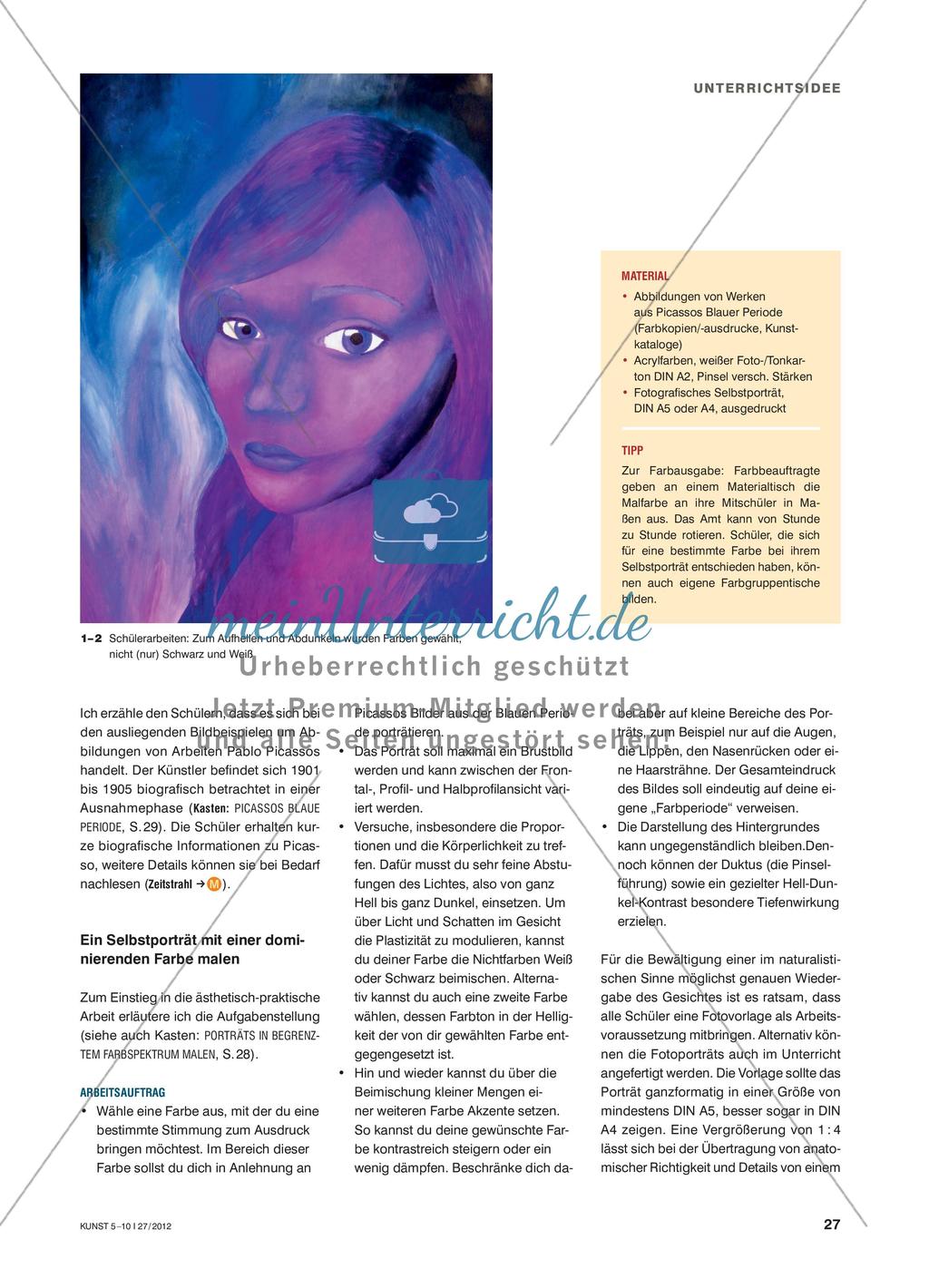 Farb(ig)-Ich - Ein Selbstporträt in Anlehnung an Picassos Blaue Periode malen Preview 2