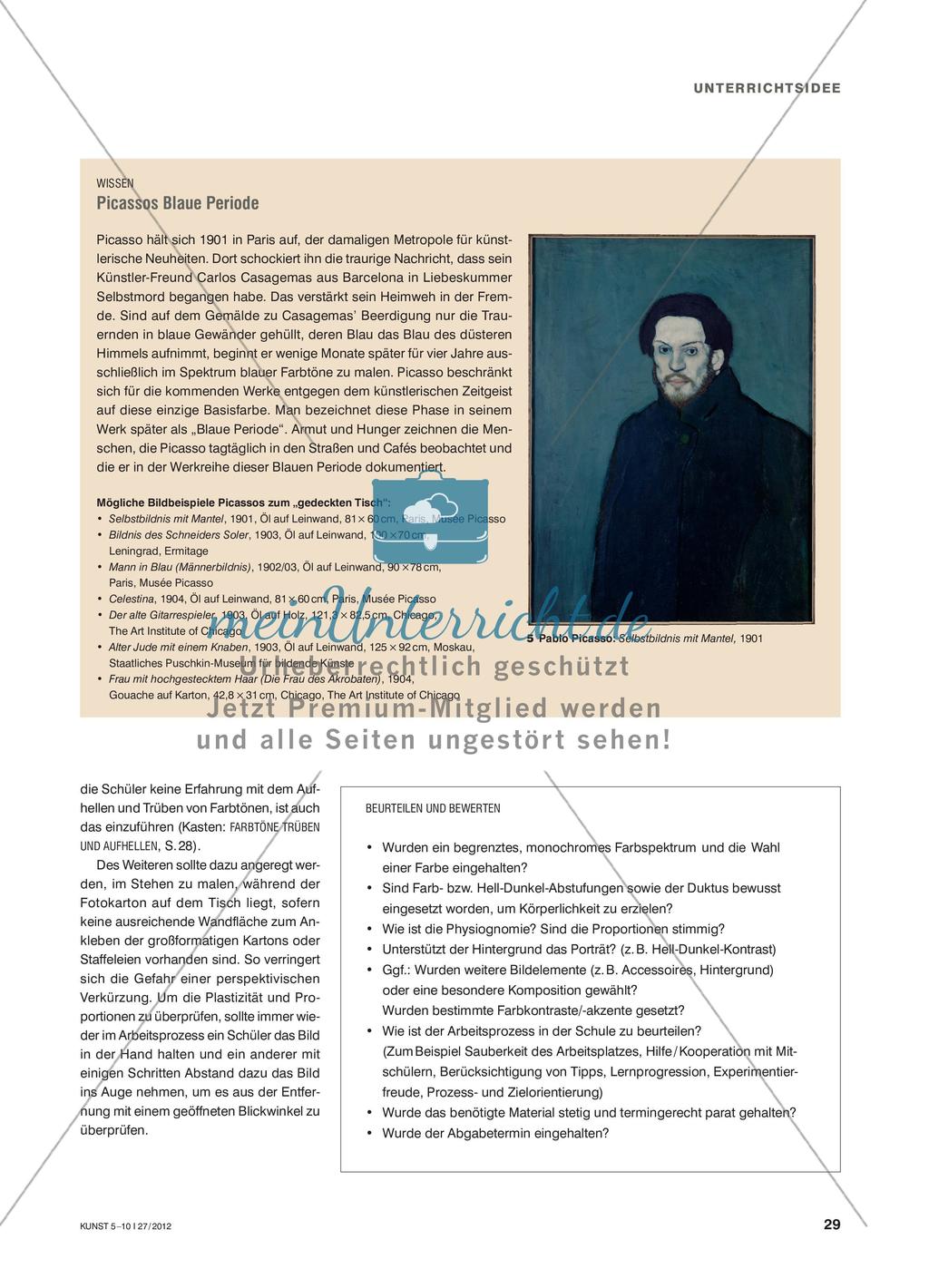 Farb(ig)-Ich - Ein Selbstporträt in Anlehnung an Picassos Blaue Periode malen Preview 4
