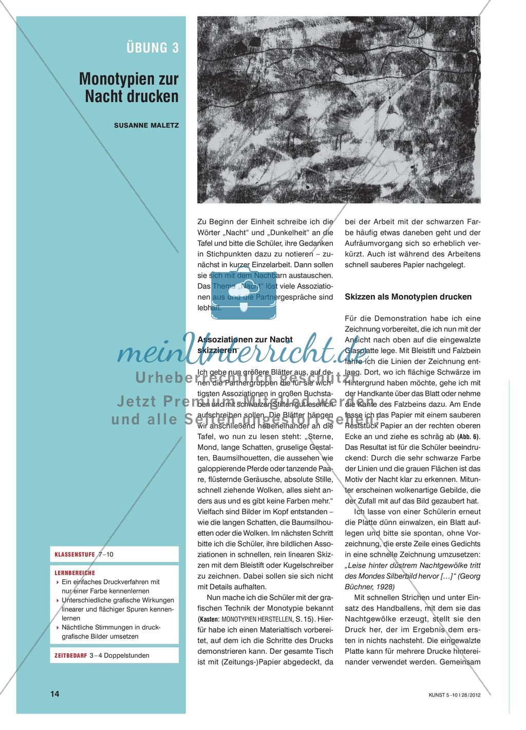 Monotypien zur Nacht drucken Preview 1