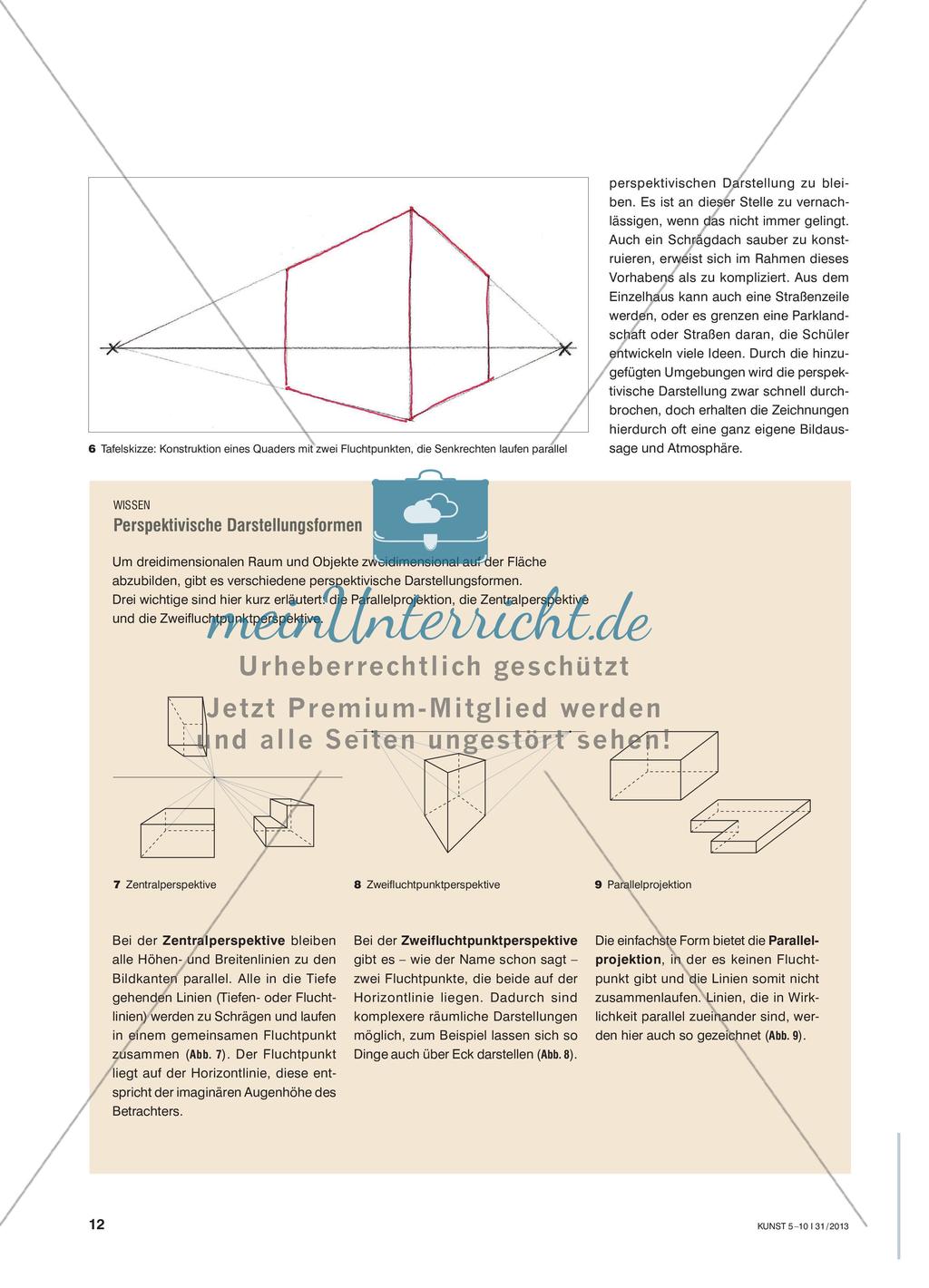Einen Gebäudekomplex perspektivisch zeichnen - Häuseransichten in der Zweifluchtpunktperspektive darstellen Preview 3