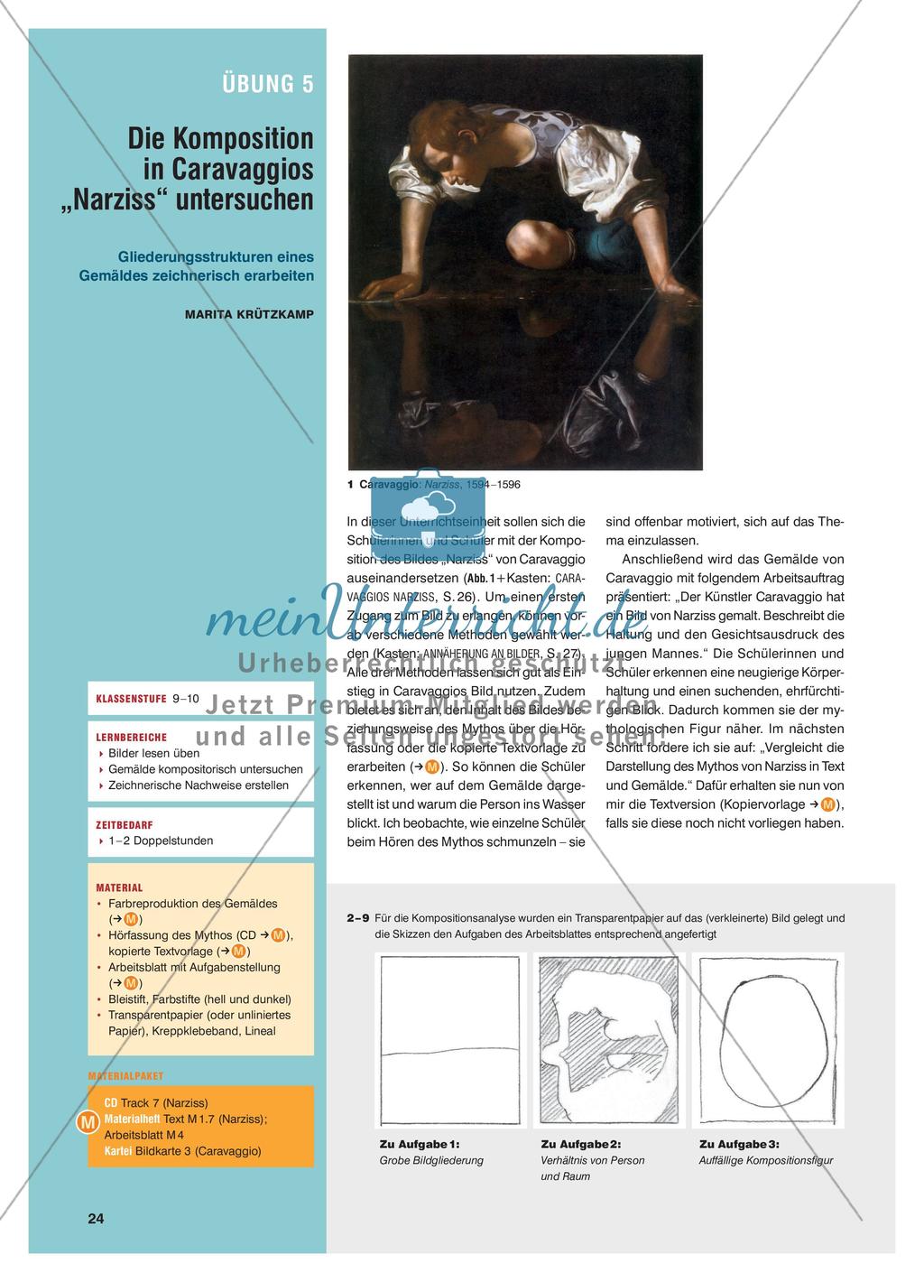 Die Komposition in Caravaggios „Narziss“ untersuchen Preview 1