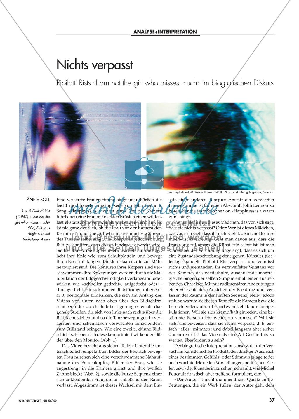 Nichts verpasst - Pipilotti Rists «I am not the girl who misses much» im biografischen Diskurs Preview 1