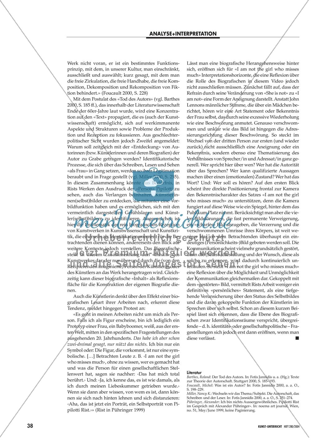 Nichts verpasst - Pipilotti Rists «I am not the girl who misses much» im biografischen Diskurs Preview 2