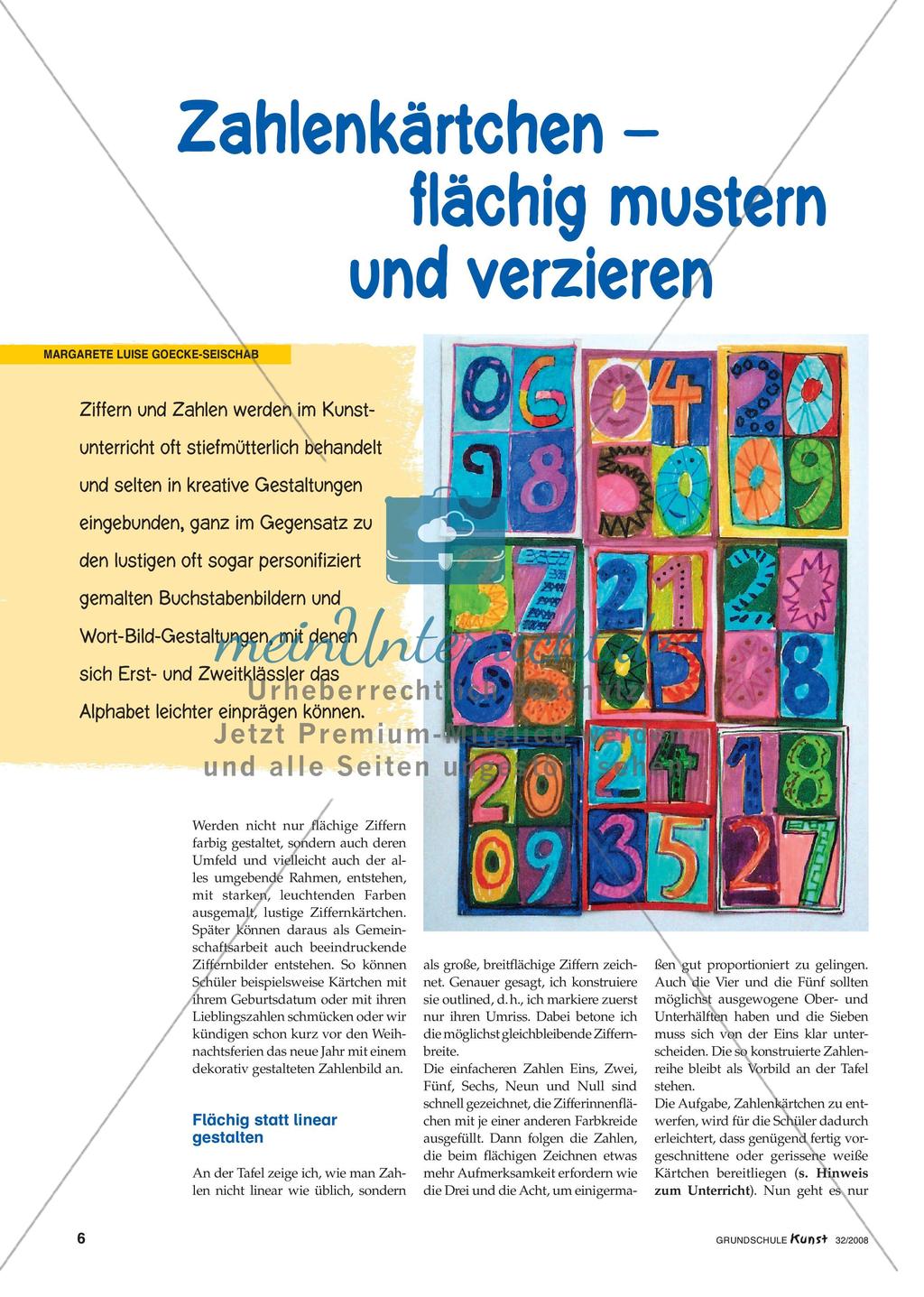 Zahlenkärtchen – flächig mustern und verzieren Preview 1