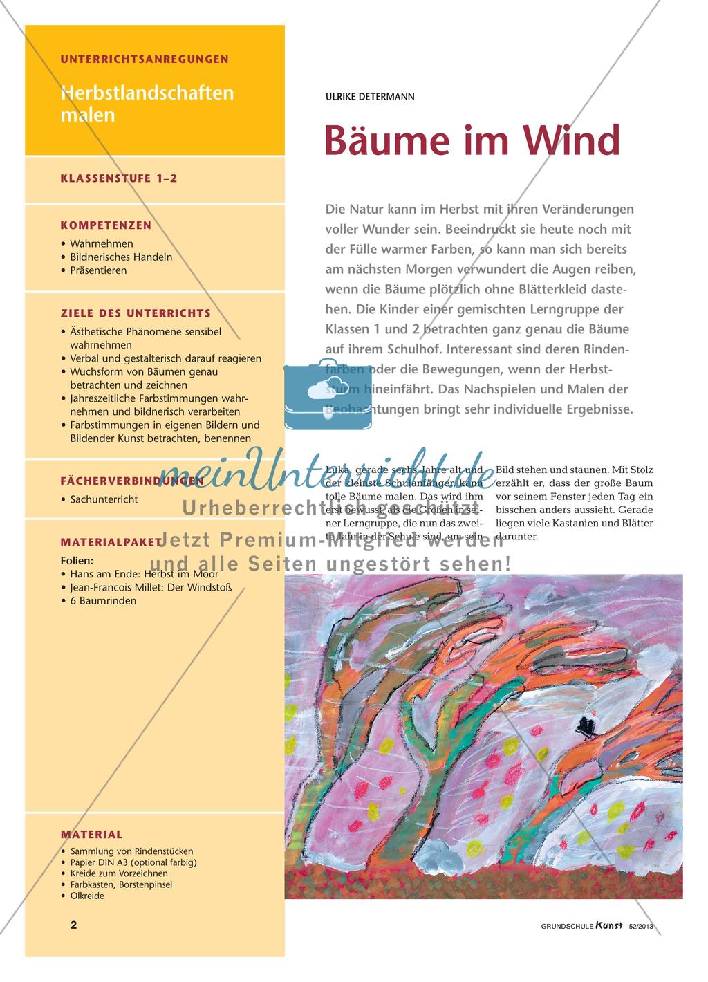 Skizzieren und Zeichnen von Herbstbäumen im Wind Preview 1