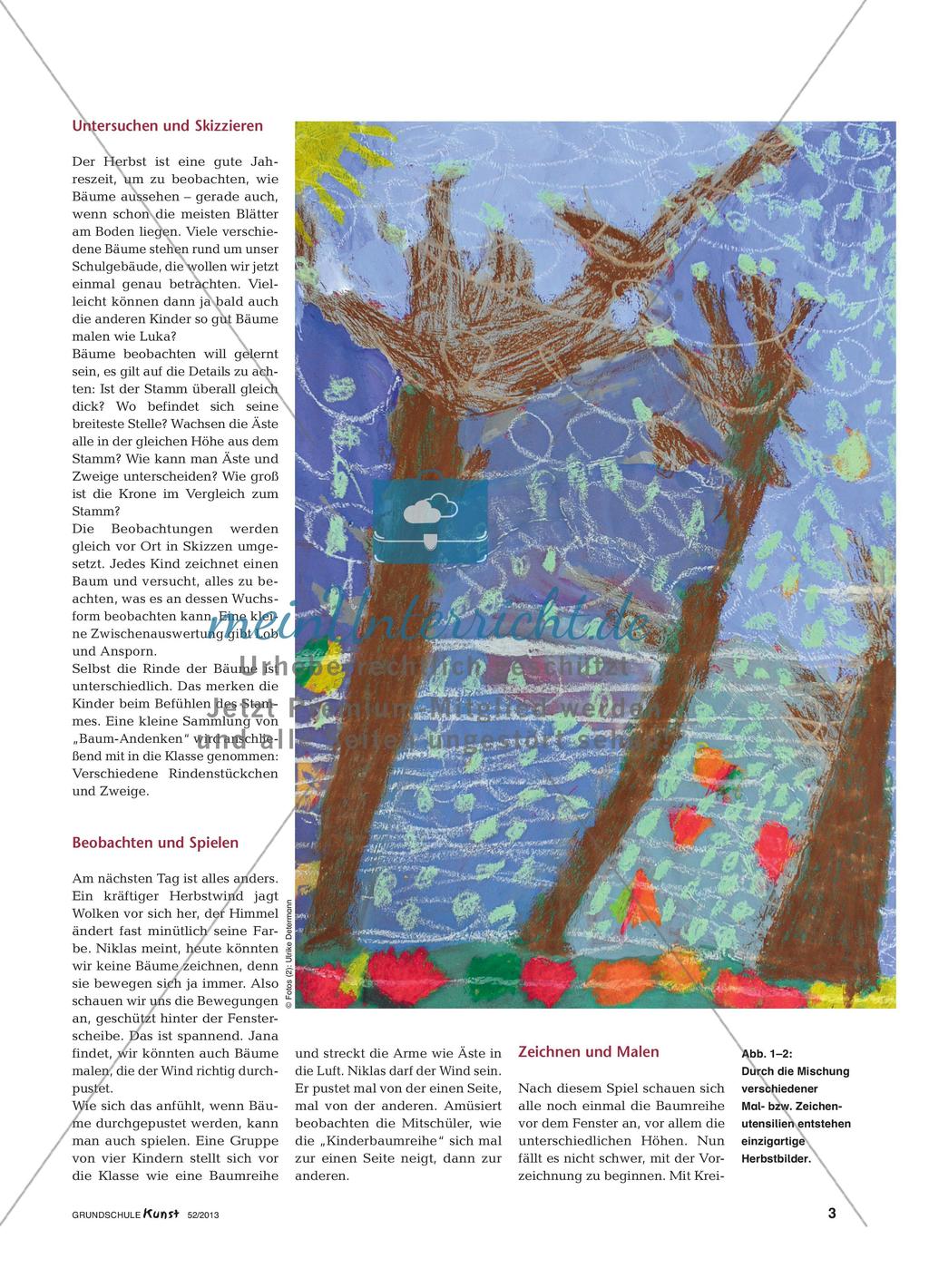 Skizzieren und Zeichnen von Herbstbäumen im Wind Preview 2
