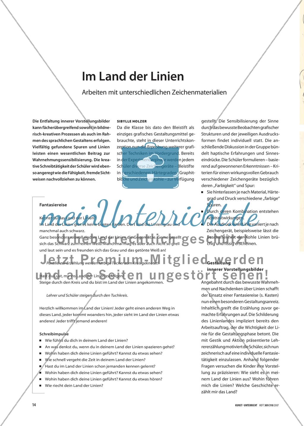 Im Land der Linien - Arbeiten mit unterschiedlichen Zeichenmaterialien Preview 1