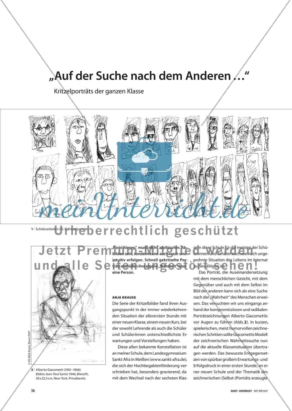 „Auf der Suche nach dem Anderen …“ - Kritzelporträts der ganzen Klasse Preview 1