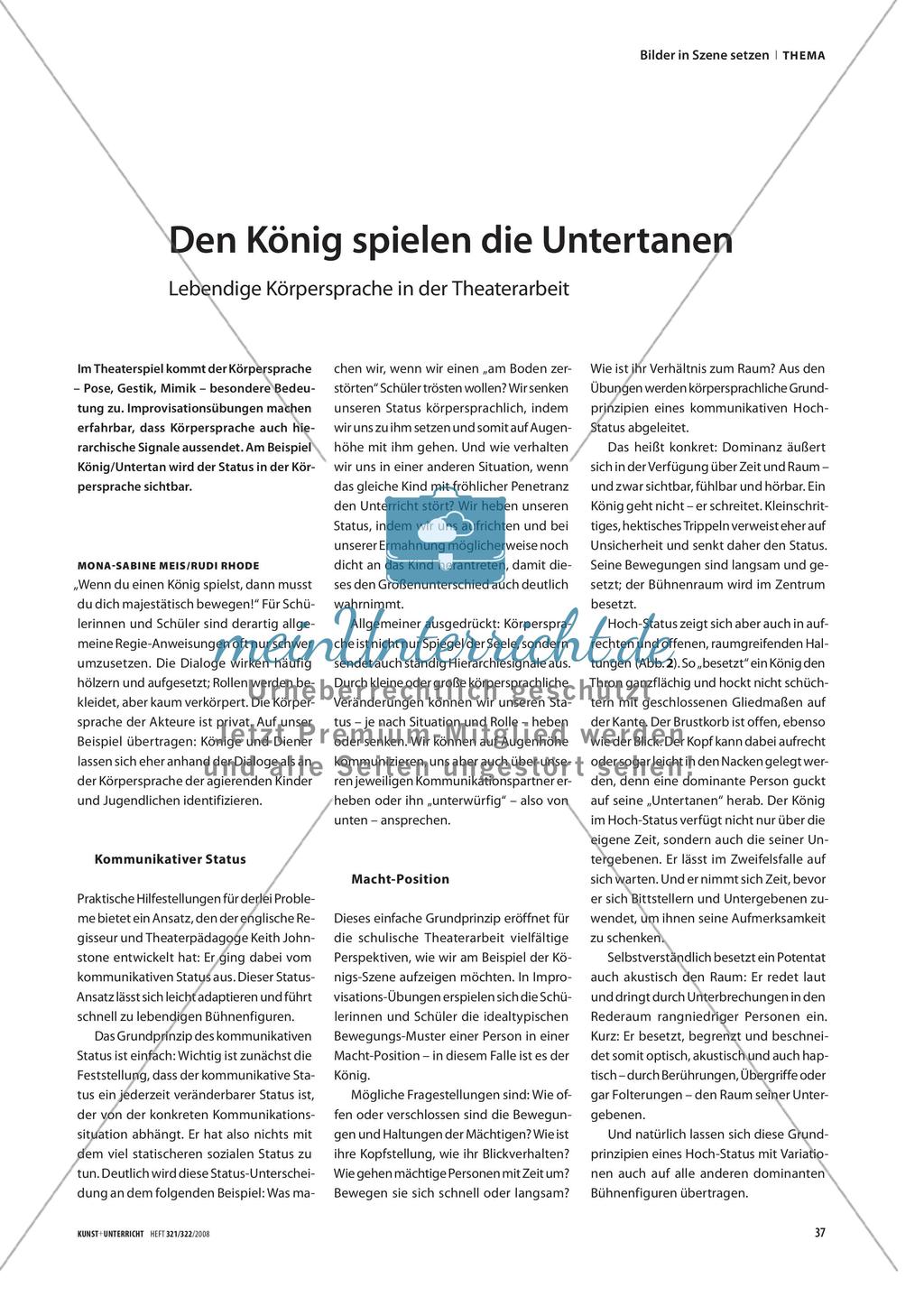 Den König spielen die Untertanen - Lebendige Körpersprache in der Theaterarbeit Preview 1