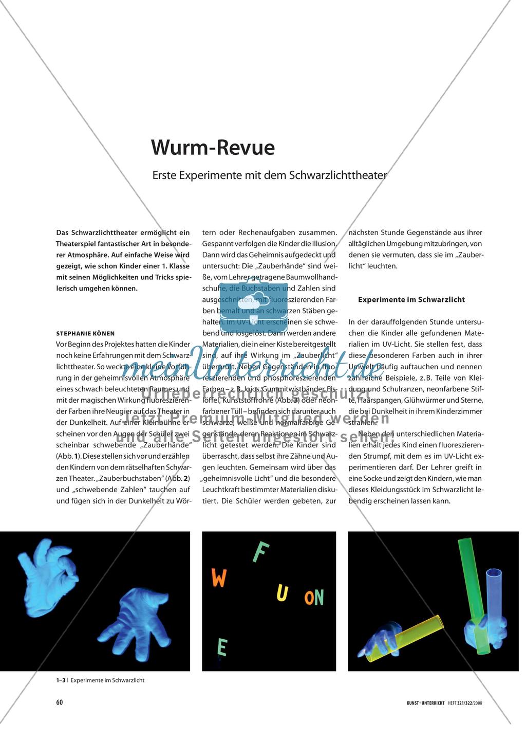 Wurm-Revue - Erste Experimente mit dem Schwarzlichttheater Preview 1