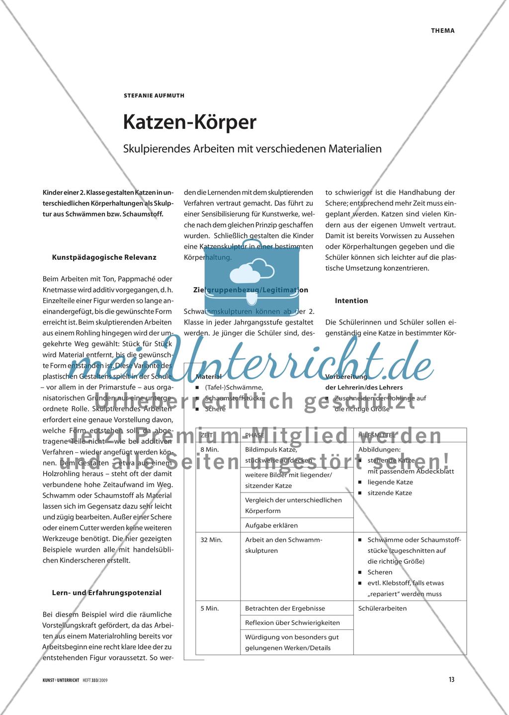 Katzen-Körper - Skulpierendes Arbeiten mit verschiedenen Materialien Preview 1
