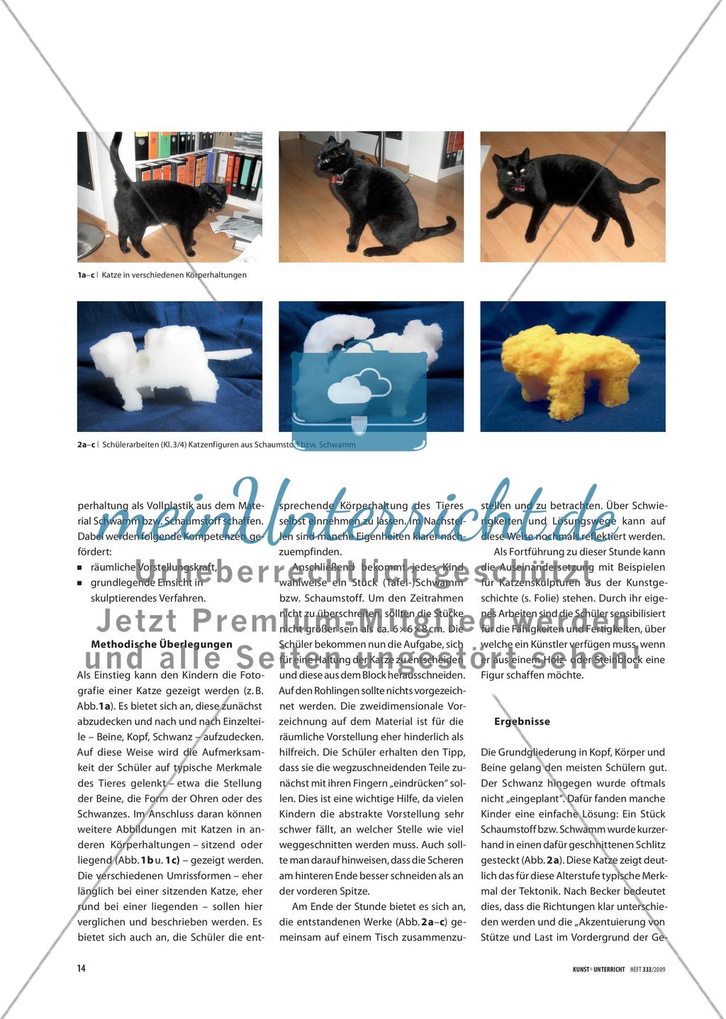 Katzen-Körper - Skulpierendes Arbeiten mit verschiedenen Materialien Preview 2