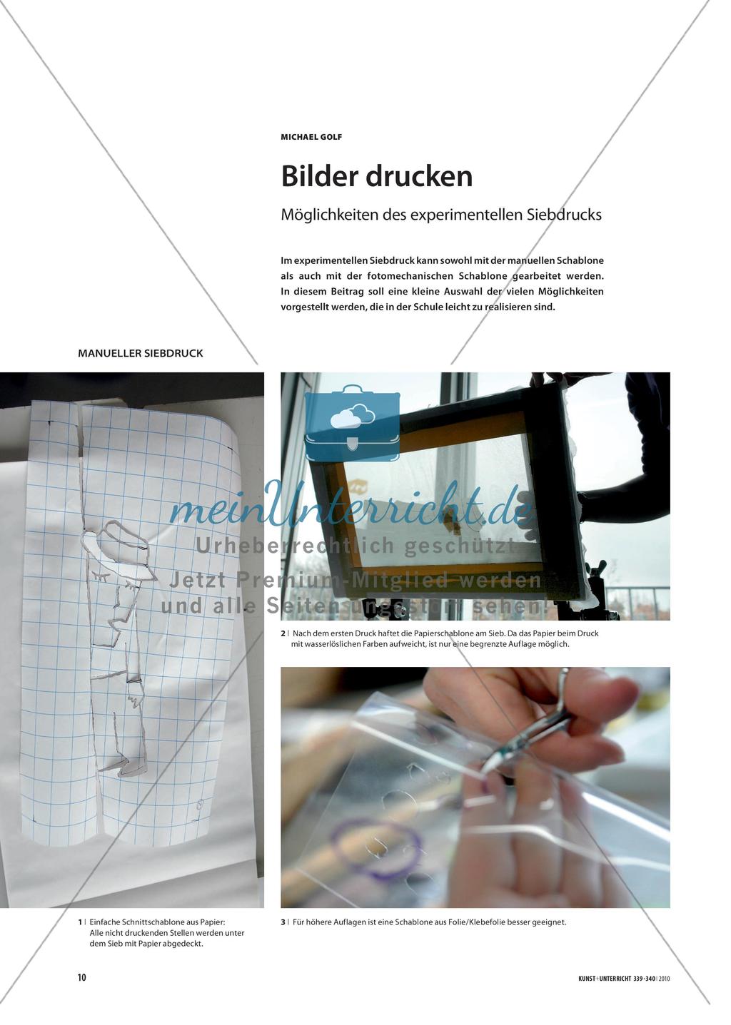 Bilder drucken - Möglichkeiten des experimentellen Siebdrucks Preview 1