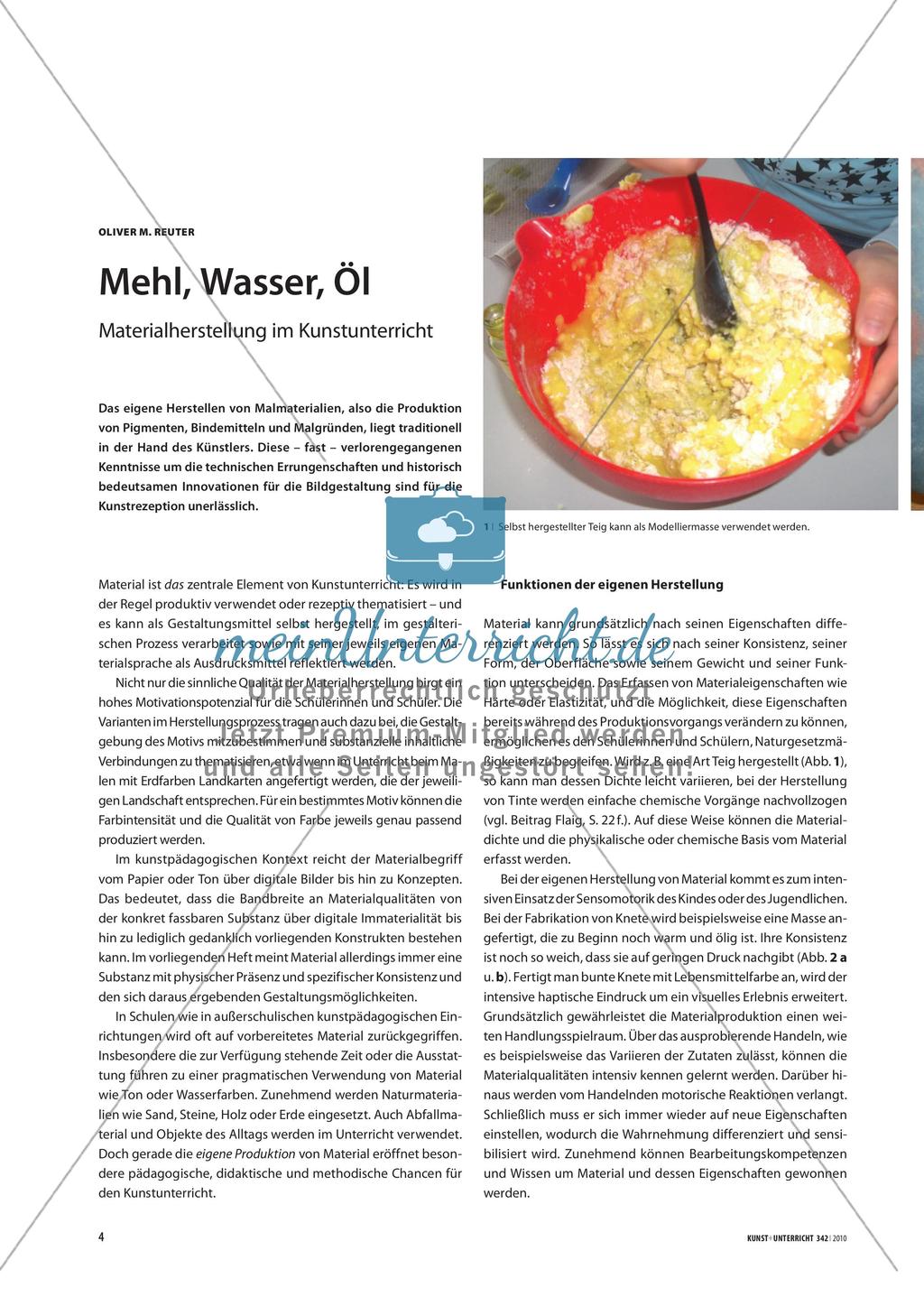 Mehl, Wasser, Öl - Materialherstellung im Kunstunterricht Preview 1