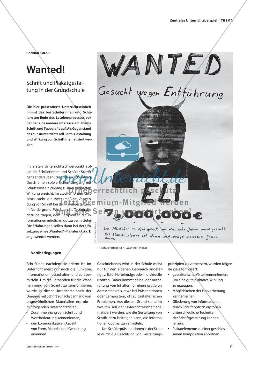 Wanted! - Schrift und Plakatgestaltung in der Grundschule Preview 1