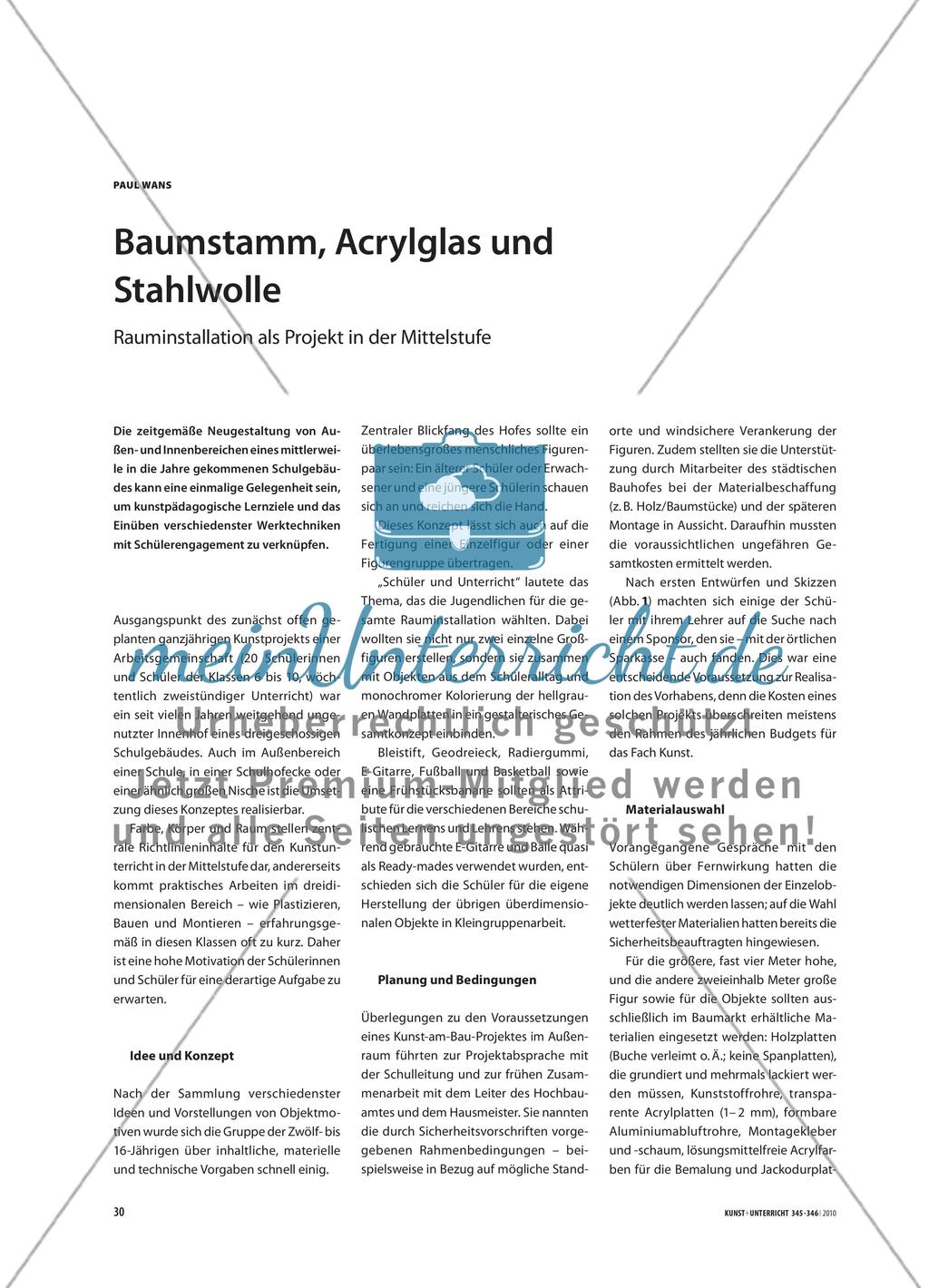 Baumstamm, Acrylglas und Stahlwolle - Rauminstallation als Projekt in der Mittelstufe Preview 1