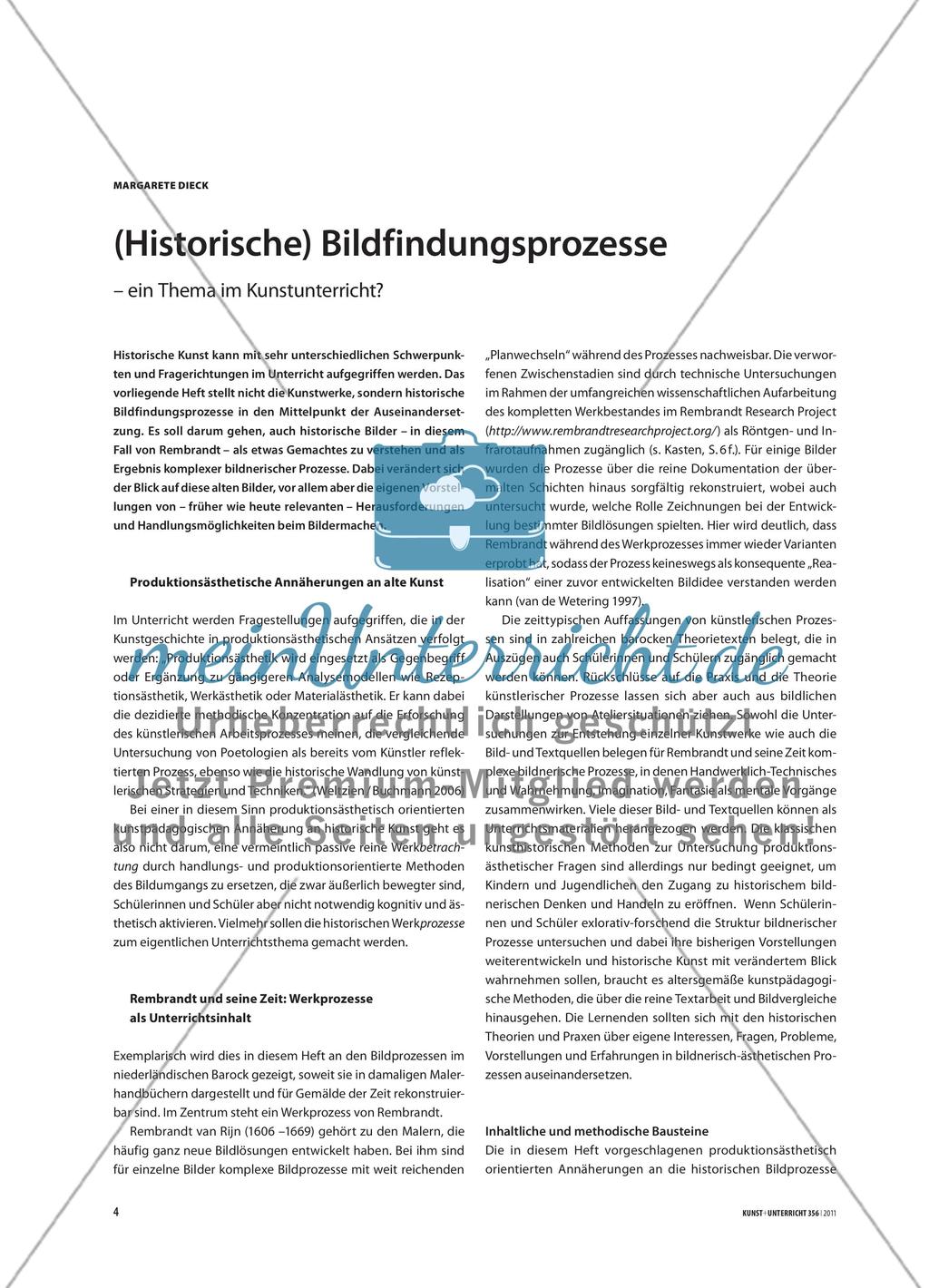 (Historische) Bildfindungsprozesse - ein Thema im Kunstunterricht? Preview 1