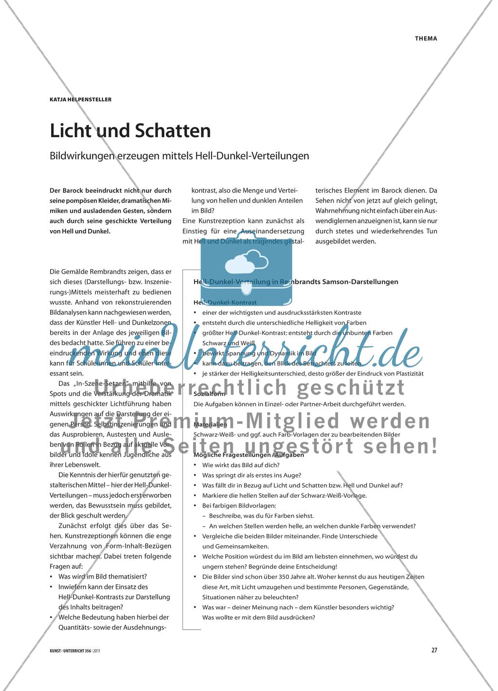 Licht und Schatten - Bildwirkungen erzeugen mittels Hell-Dunkel-Verteilungen Preview 1