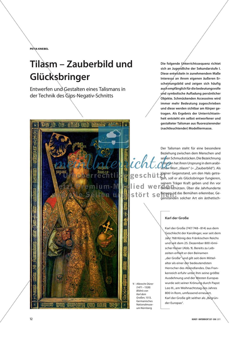 Entwerfen und Gestalten eines Talismans in der Technik des Gips-Negativ-Schnitts Preview 1