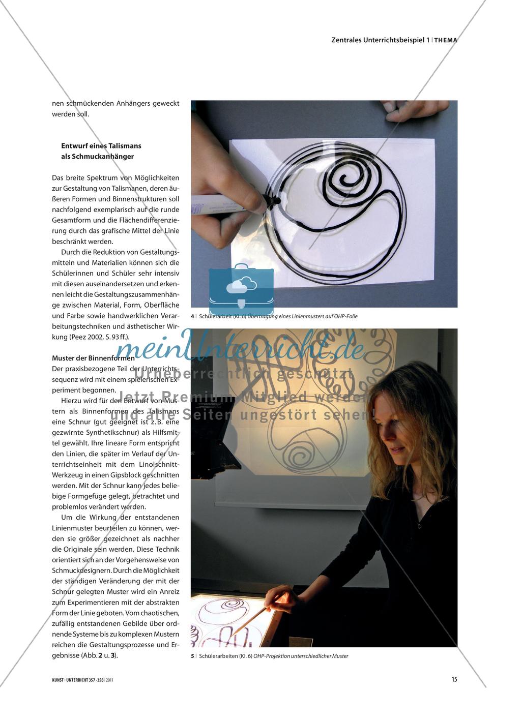 Entwerfen und Gestalten eines Talismans in der Technik des Gips-Negativ-Schnitts Preview 4