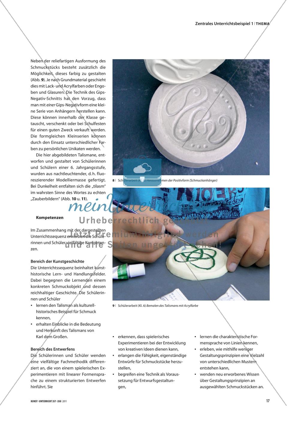 Entwerfen und Gestalten eines Talismans in der Technik des Gips-Negativ-Schnitts Preview 6