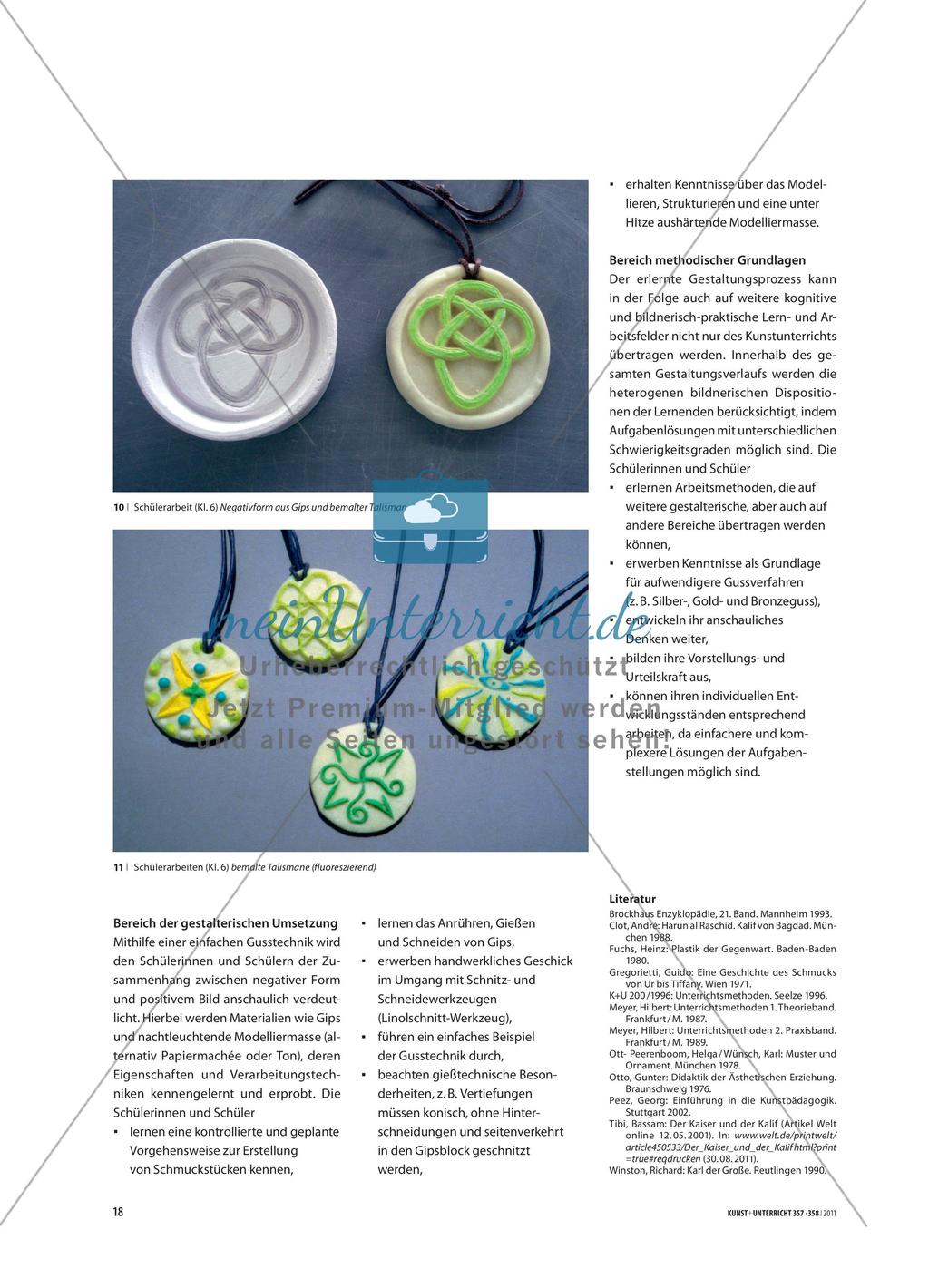 Entwerfen und Gestalten eines Talismans in der Technik des Gips-Negativ-Schnitts Preview 7