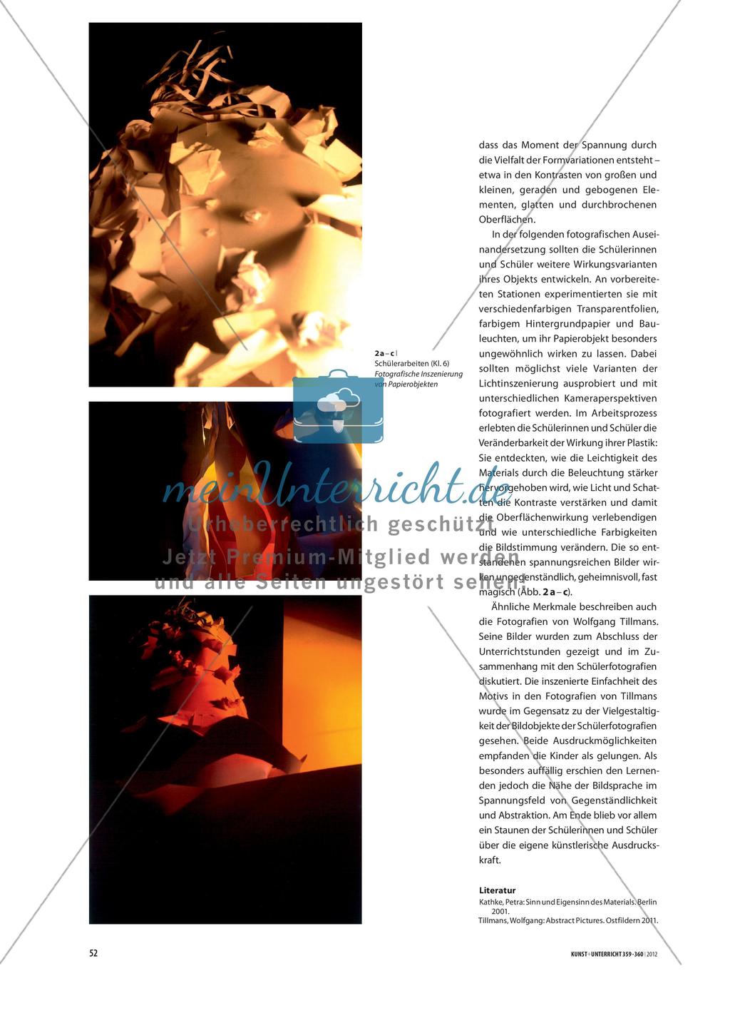 Fotografisches Inszenieren von Papierobjekten - Rezeption von Wolfgang Tillmans „paper drop“ Preview 2