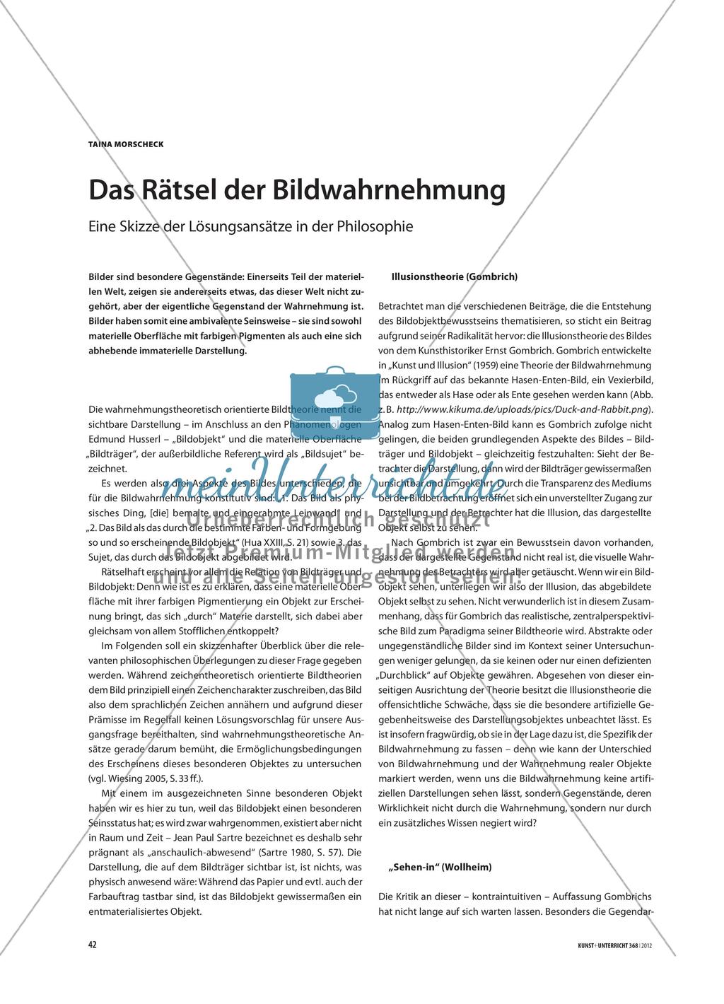 Das Rätsel der Bildwahrnehmung - Eine Skizze der Lösungsansätze in der Philosophie Preview 1