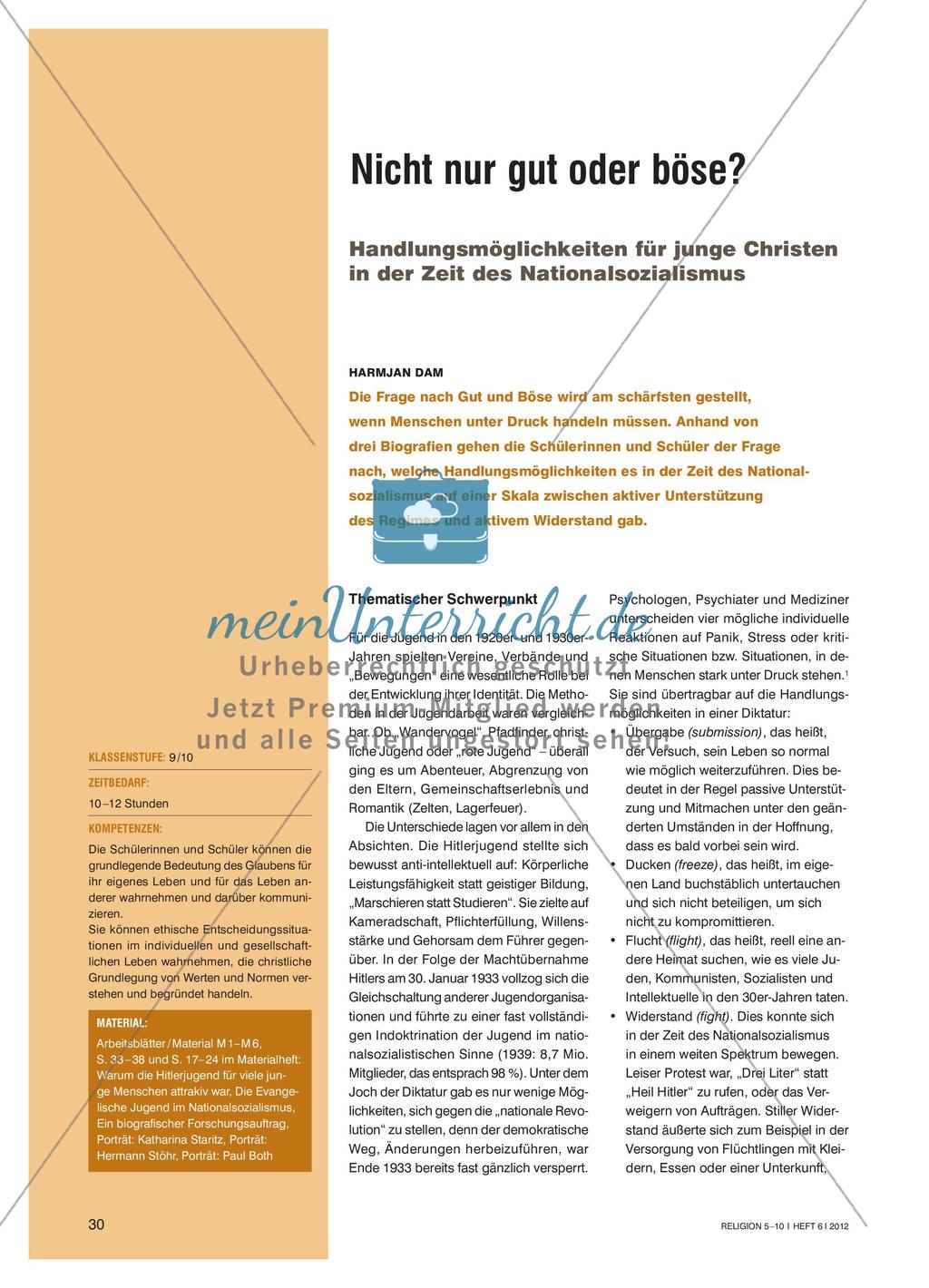 Nicht nur gut oder böse? - Handlungsmöglichkeiten für junge Christen in der Zeit des Nationalsozialismus Preview 1