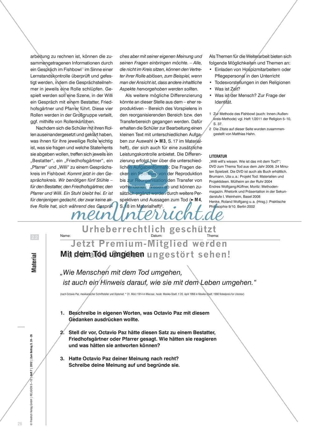Wer hilft, wenn jemand stirbt? - Menschen kennenlernen, die mit dem Tod zu tun haben Preview 3