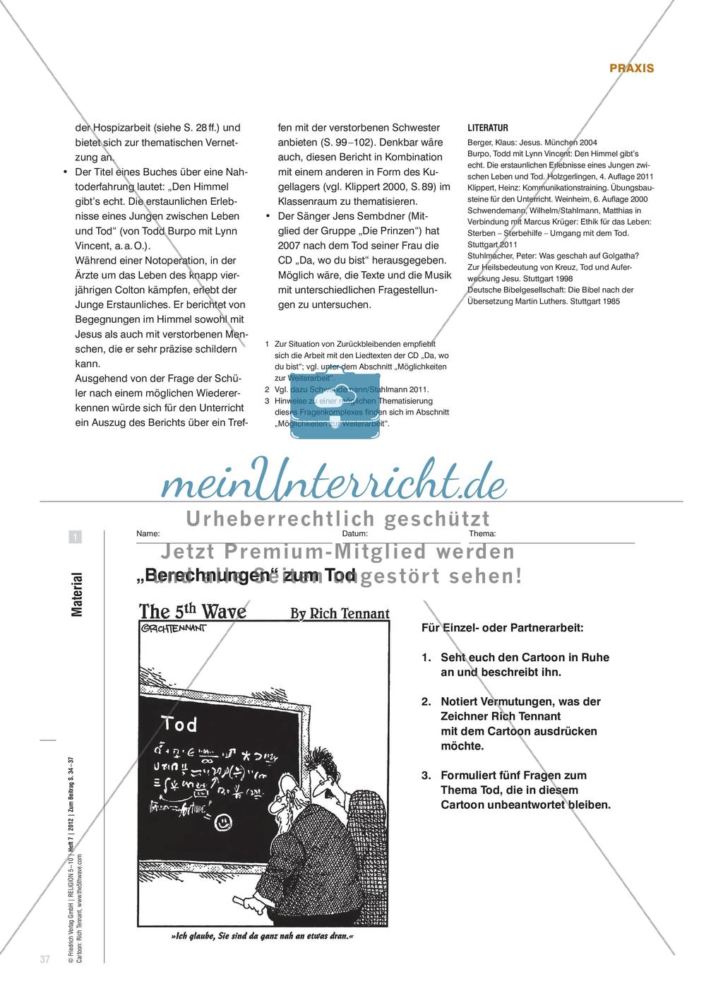 Was passiert, wenn wir sterben? - Schülerfragen als Ausgangspunkt für die Annäherung an ein schwieriges Thema Preview 4