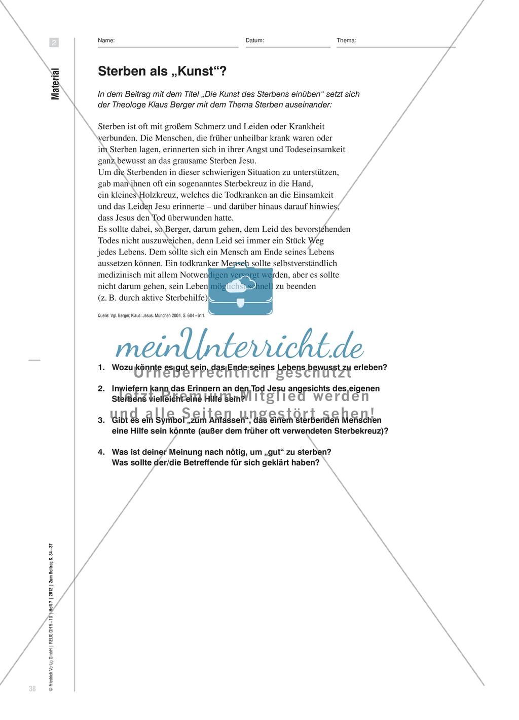 Was passiert, wenn wir sterben? - Schülerfragen als Ausgangspunkt für die Annäherung an ein schwieriges Thema Preview 5