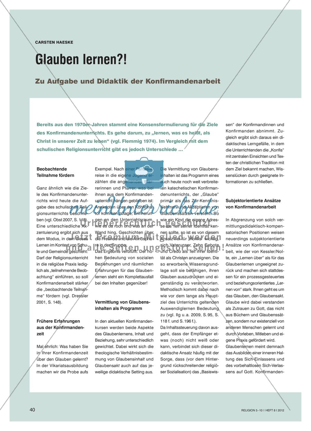 Die Aufgabe der Konfirmandenarbeit und didaktische Aspekte Preview 1