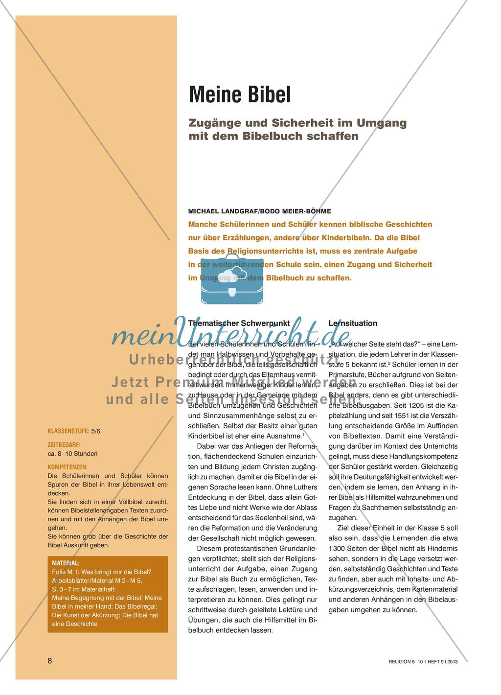 Meine Bibel - Zugänge und Sicherheit im Umgang mit dem Bibelbuch schaffen Preview 1