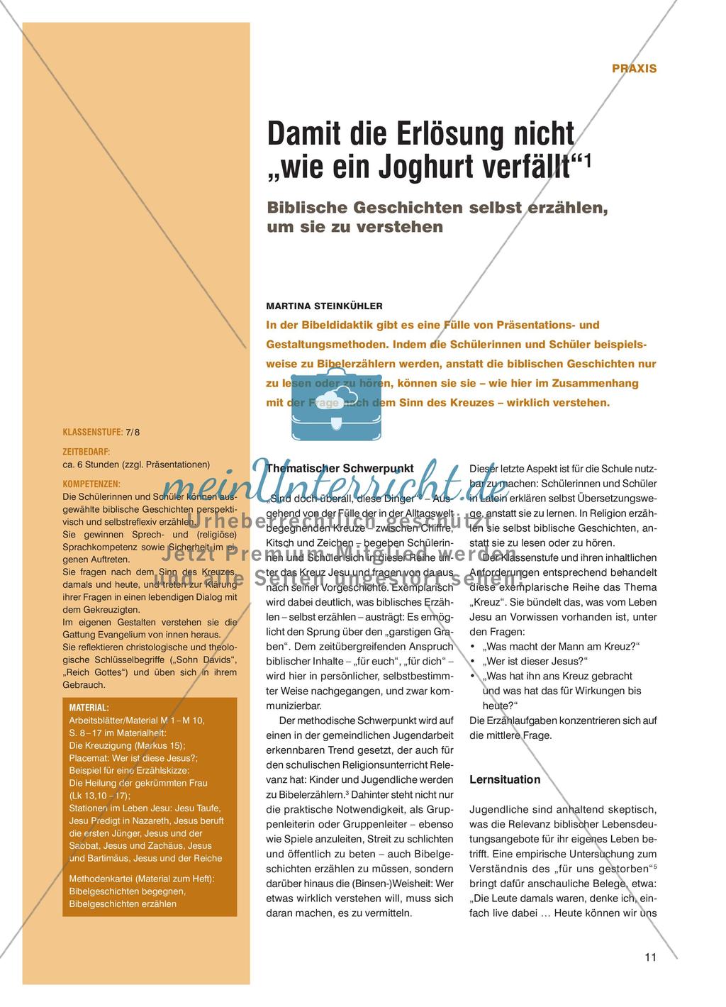 Damit die Erlösung nicht „wie ein Joghurt verfällt“ - Biblische Geschichten selbst erzählen, um sie zu verstehen Preview 1