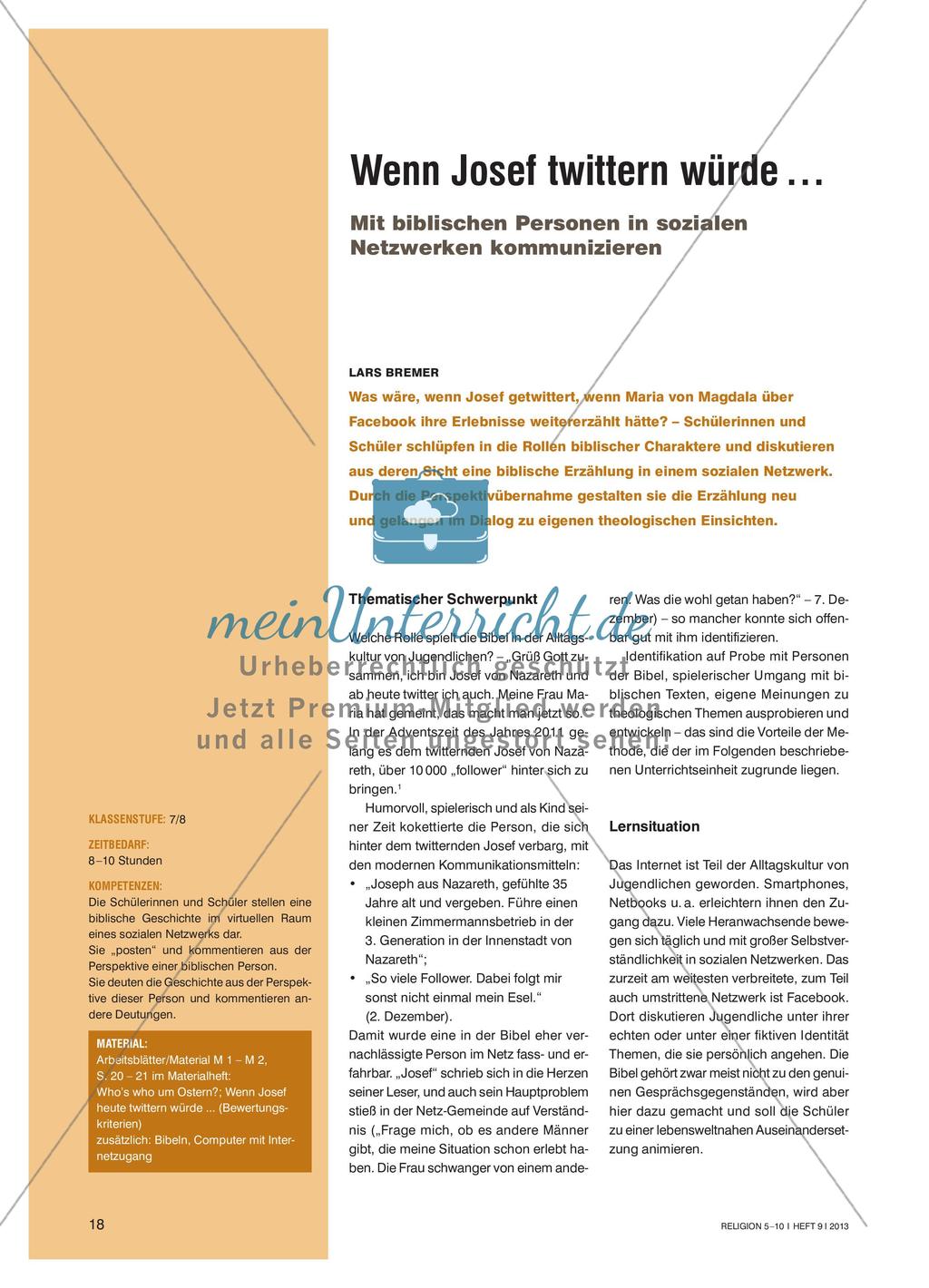 Wenn Josef twittern würde … - Mit biblischen Personen in sozialen Netzwerken kommunizieren Preview 1