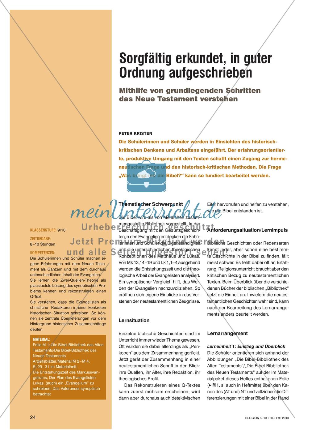Sorgfältig erkundet, in guter Ordnung aufgeschrieben - Mithilfe von grundlegenden Schritten das Neue Testament verstehen Preview 1
