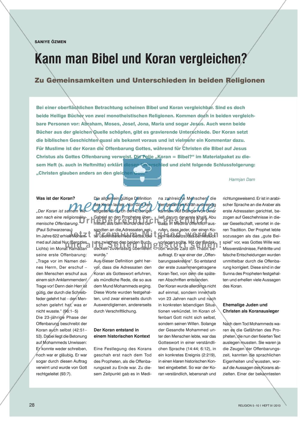 Kann man Bibel und Koran vergleichen? - Zu Gemeinsamkeiten und Unterschieden in beiden Religionen Preview 1