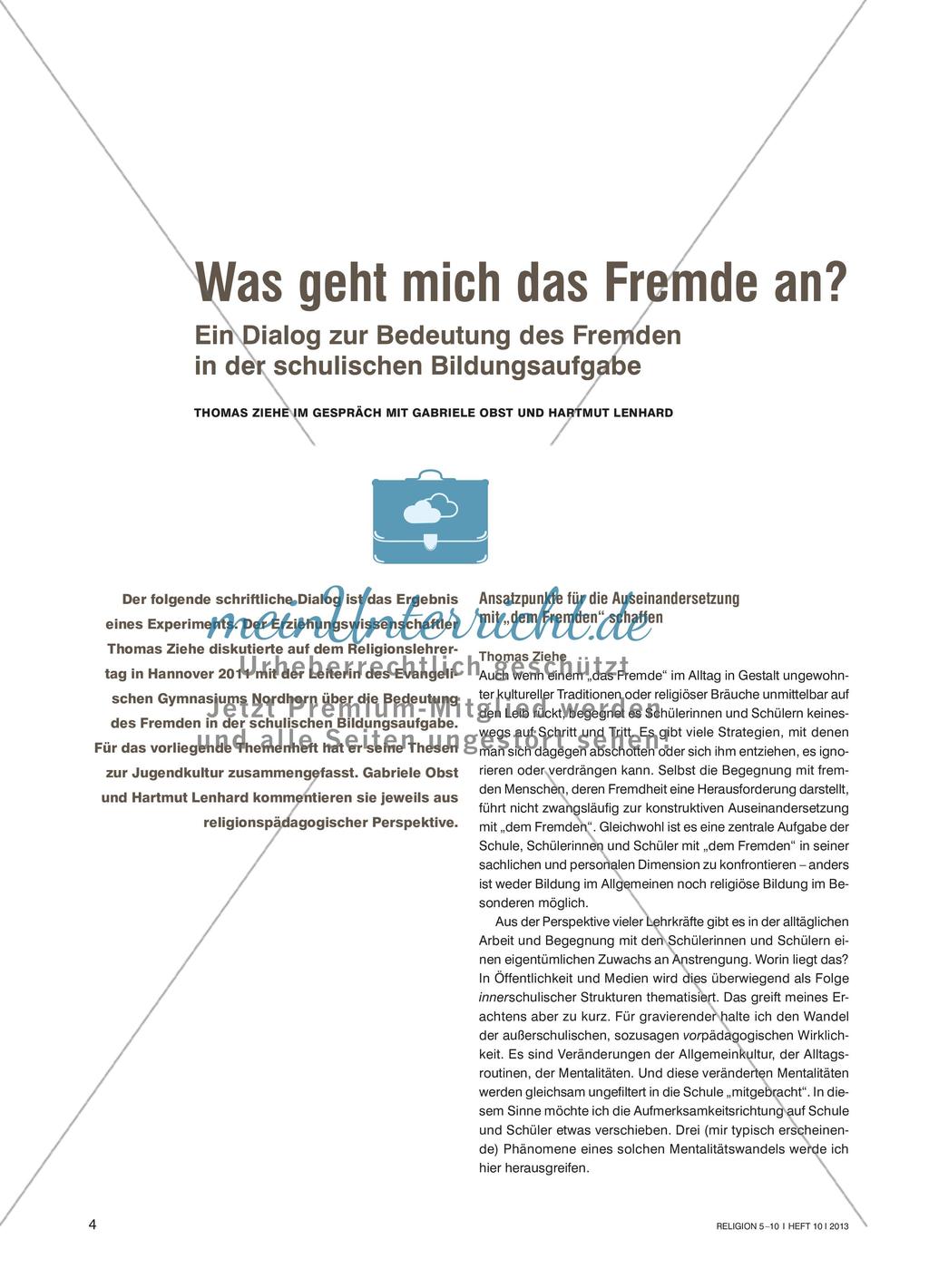 Was geht mich das Fremde an? - Ein Dialog zur Bedeutung des Fremden in der schulischen Bildungsaufgabe Preview 1