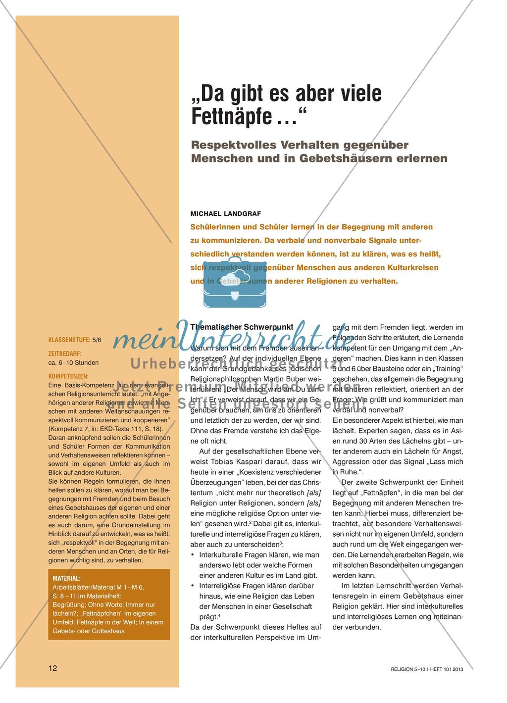 „Da gibt es aber viele Fettnäpfe …“ - Respektvolles Verhalten gegenüber Menschen und in Gebetshäusern erlernen Preview 1