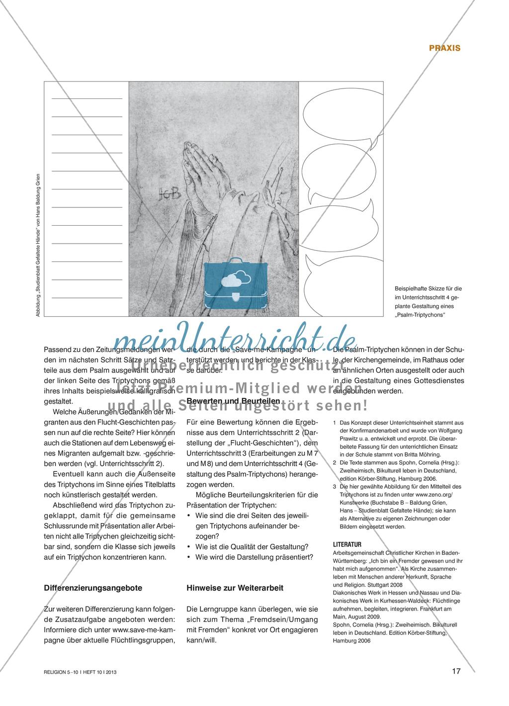 „Ich war fremd und ihr habt mich aufgenommen“ - Eigene Erfahrungen mit „Fremdsein“ zu Psalmworten in Beziehung setzen Preview 3