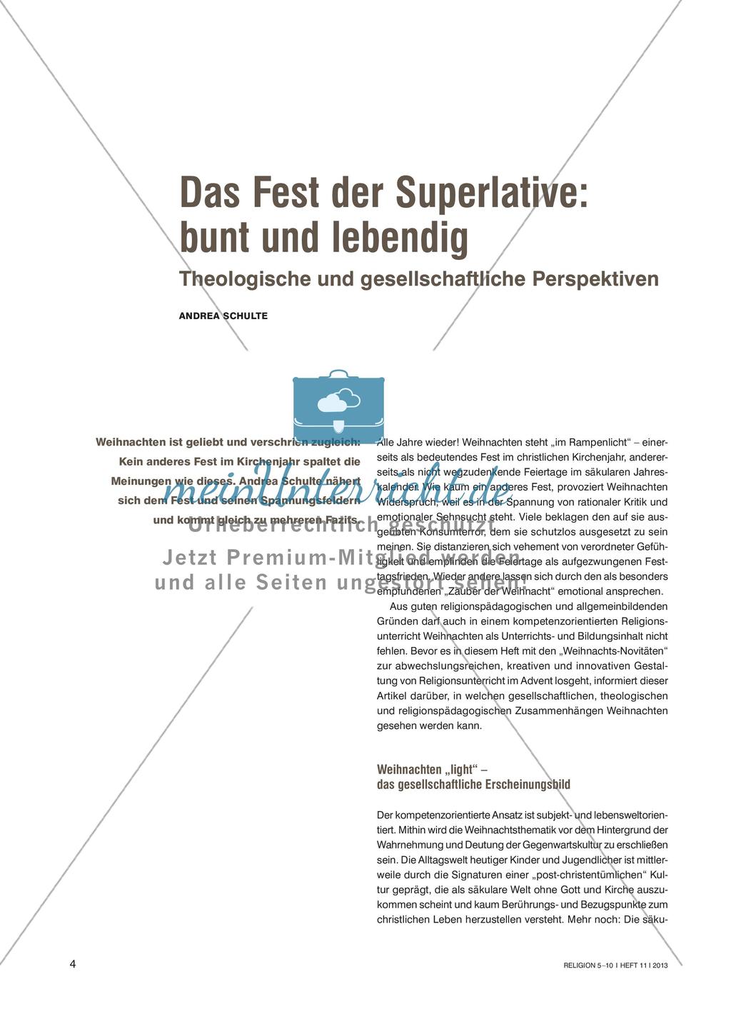Weihnachten als Fest der Superlativen aus theologischer und gesellschaftlicher Perspektive Preview 1
