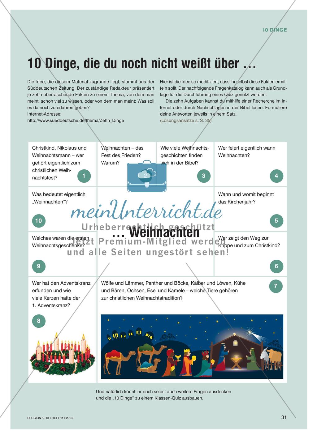 Weihnachtsquiz über unbekannte Aspekte des Weihnachtsfests Preview 1