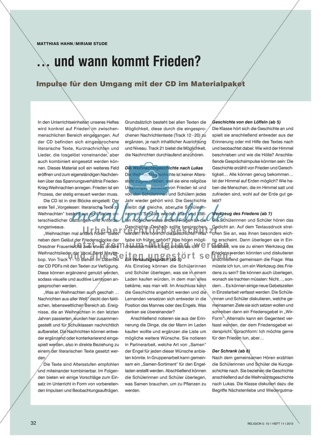 Impulse für den Umgang mit der CD im Materialpaket Preview 1